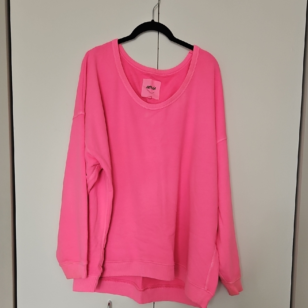 Aerie Vibrant Pink Scoop Neck Sweater
